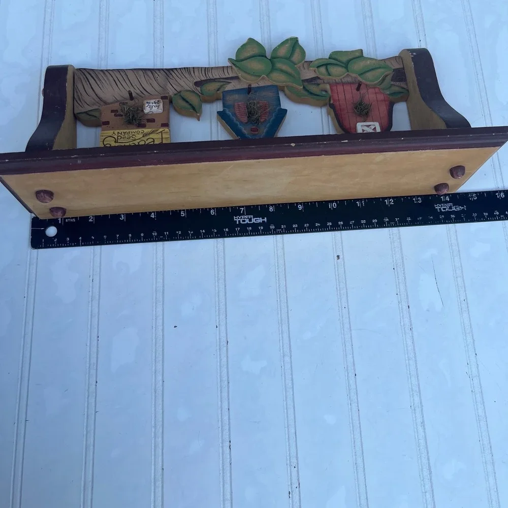 Rustic Wooden Birdhouse Wall Shelf Feathers Seed Company Folk Art  Decor